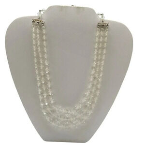 Laguna Diamond Cut Crystal Beaded Multi-Strand Necklace Silver Tone Vintage